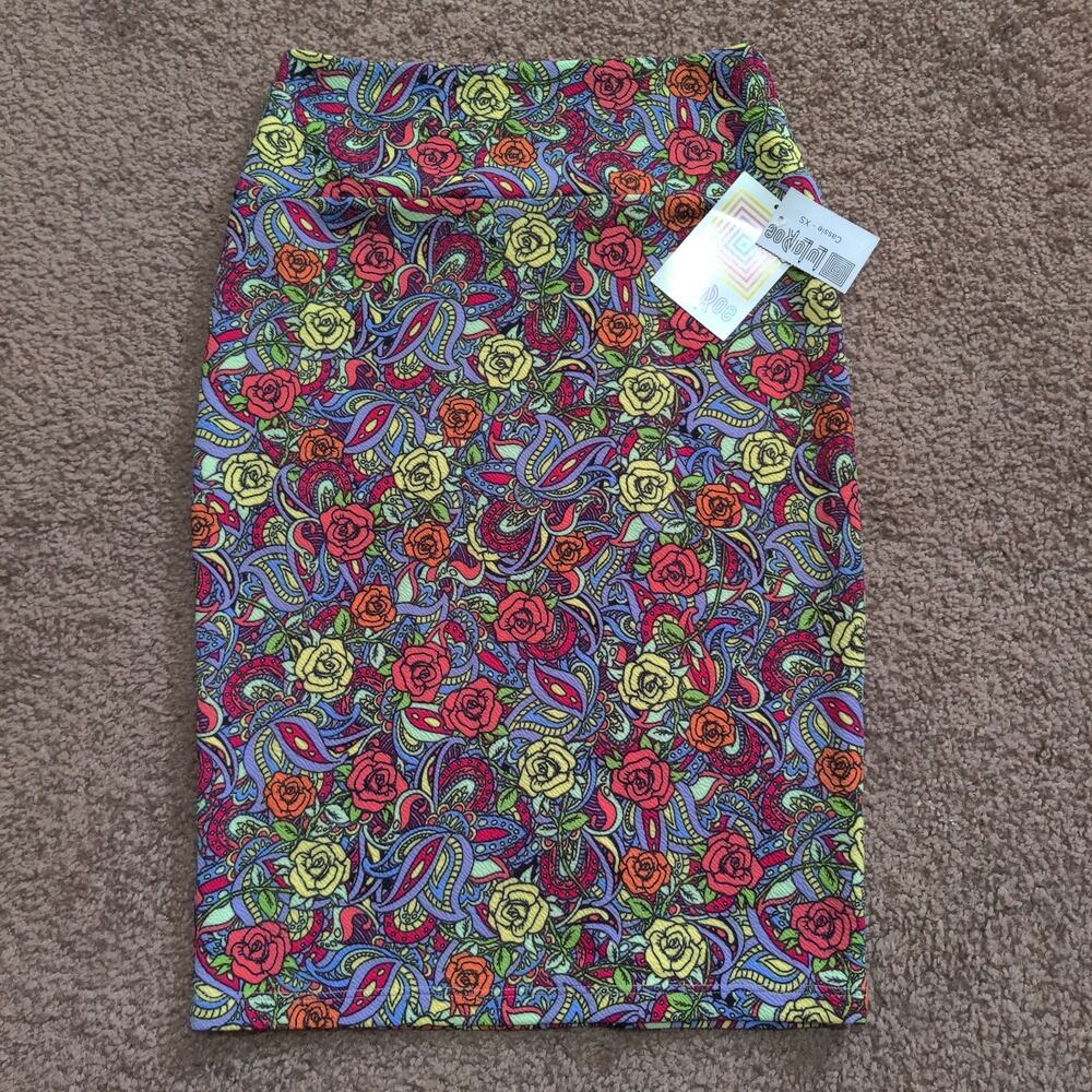 LuLaRoe Cassie Skirt Women's XS Paisley Floral Stretch Pencil All Over Print New